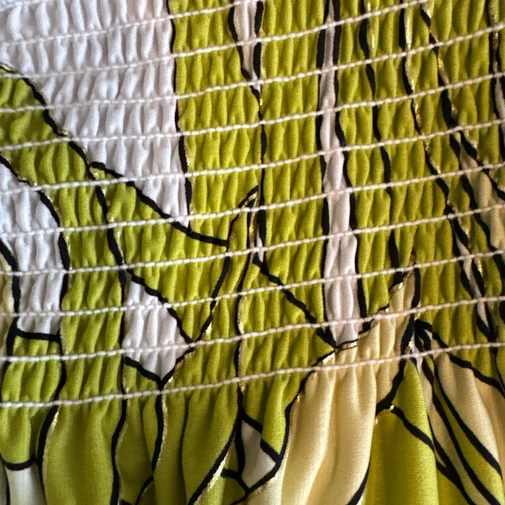 Cache White and Green smocked maxi Dress, medium - Picture 5 of 10
